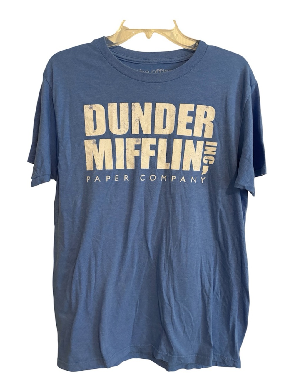 Medium Dunder Mifflin, Inc Men's Blue Logo Tee Collectible Vintage Style